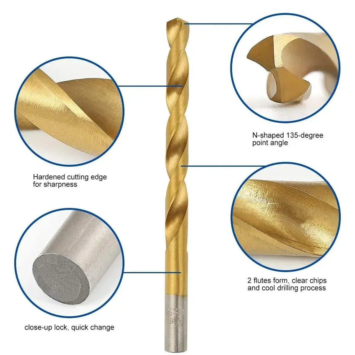 99X HSS Titanium Drill Bit Tool Set 1.5-8mm Twist Drill For Wood Metal Grooving V528-TWIST-DRILL-99PCS-389496