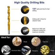 99X HSS Titanium Drill Bit Tool Set 1.5-8mm Twist Drill For Wood Metal Grooving V528-TWIST-DRILL-99PCS-389496