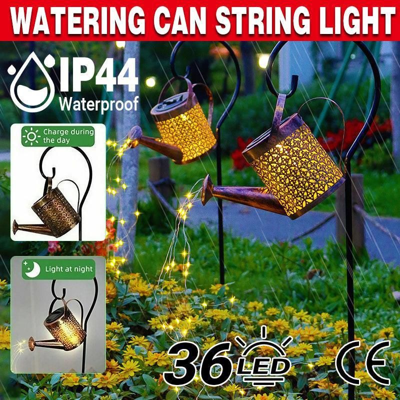 Solar Led Watering Can String Light Outdoor Garden Art Waterfall Lamp Decoration - Style A: Shower + Lamp V528-TYD-GZ-0035-690021