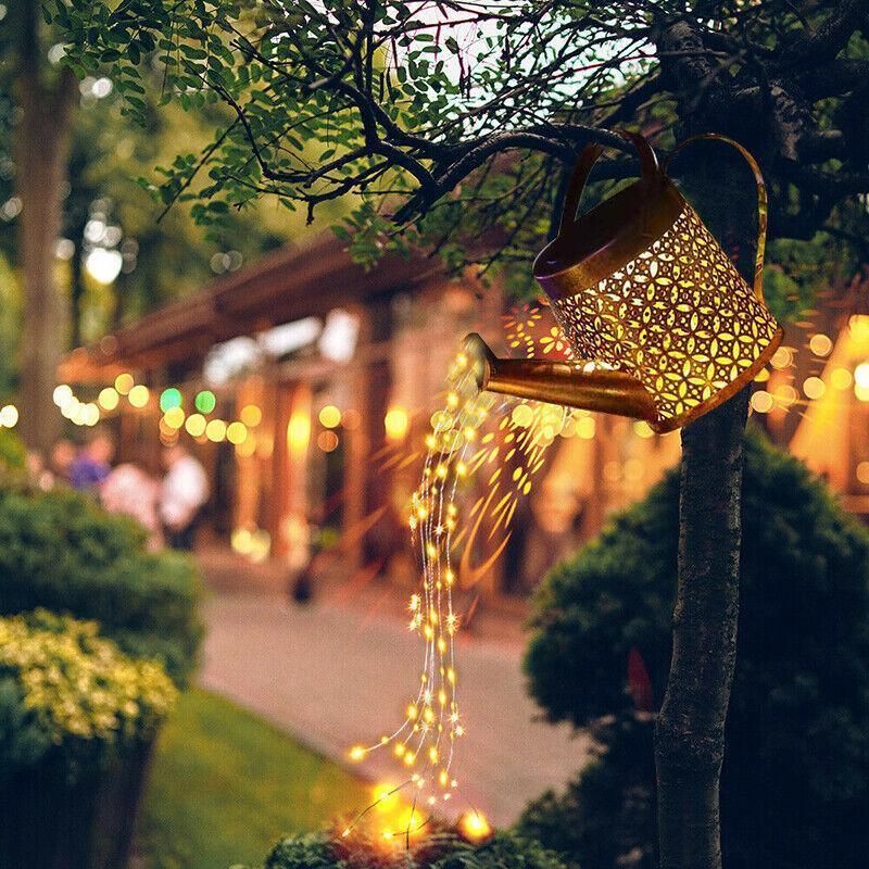 Solar Led Watering Can String Light Outdoor Garden Art Waterfall Lamp Decoration - Style A: Shower + Lamp V528-TYD-GZ-0035-690021