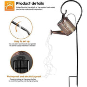 Solar Led Watering Can String Light Outdoor Garden Art Waterfall Lamp Decoration - Style A: Shower + Lamp V528-TYD-GZ-0035-690021
