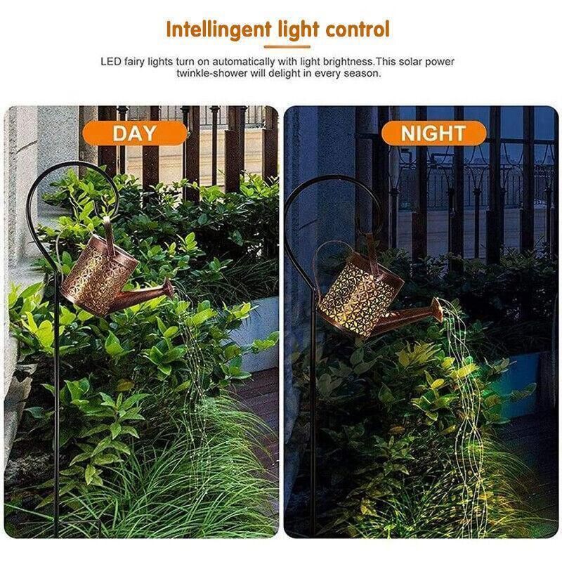 Solar Led Watering Can String Light Outdoor Garden Art Waterfall Lamp Decoration - Style A: Shower + Lamp V528-TYD-GZ-0035-690021