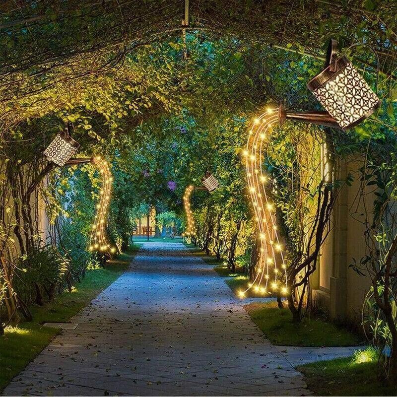 Solar Led Watering Can String Light Outdoor Garden Art Waterfall Lamp Decoration - Style A: Shower + Lamp V528-TYD-GZ-0035-690021