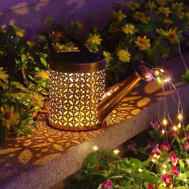 Solar Led Watering Can String Light Outdoor Garden Art Waterfall Lamp Decoration - Style A: Shower + Lamp V528-TYD-GZ-0035-690021
