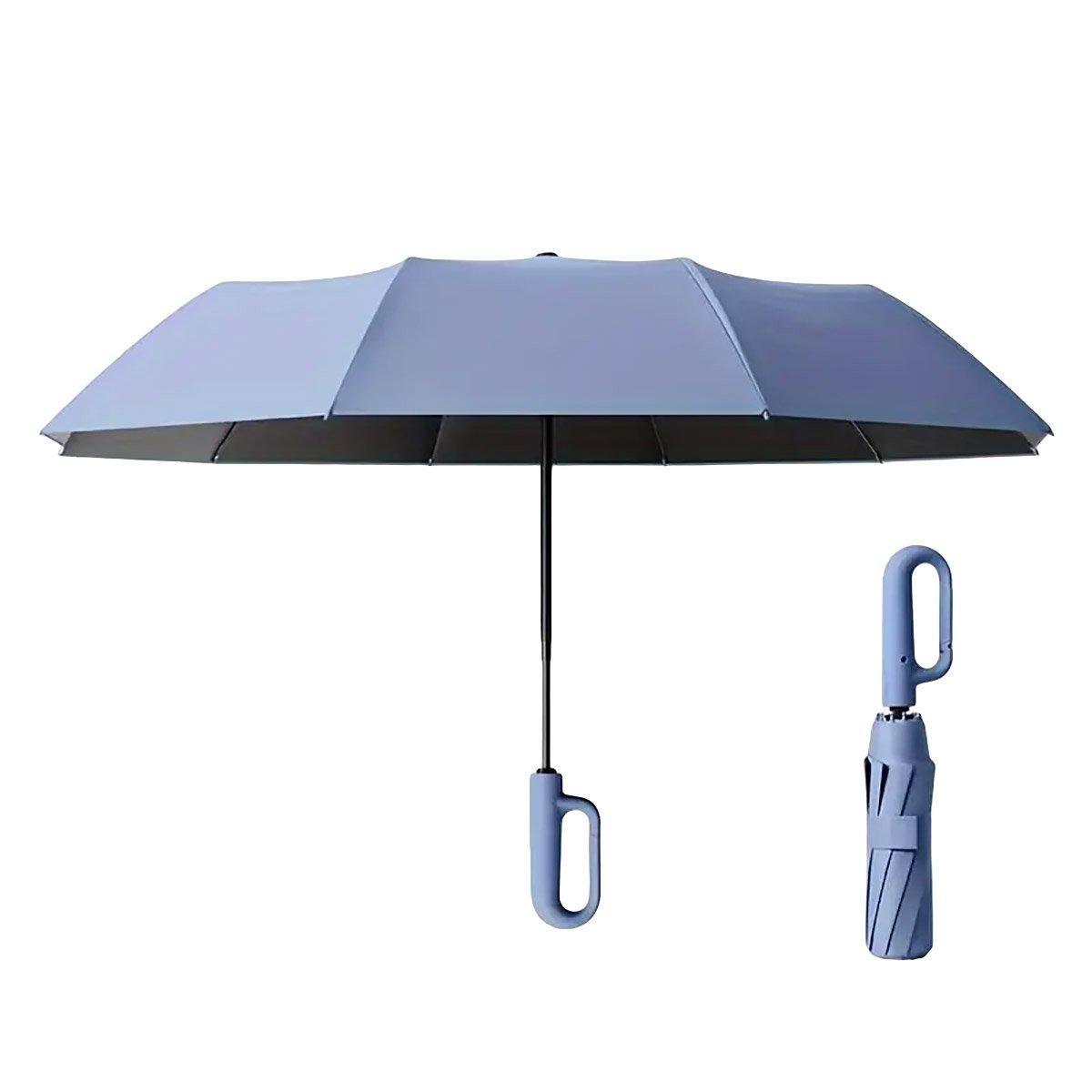 Automatic Folding UV Protection Umbrella Unisex Dual Purpose Rain Sun Umbrella - Blue V528-UMBRELLA-105CM-BLUE-546131