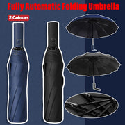 Automatic Folding Umbrella 12-Rib Large Windproof Sunshade for Men and Women - Black V528-UMBRELLA-BLACK-408607