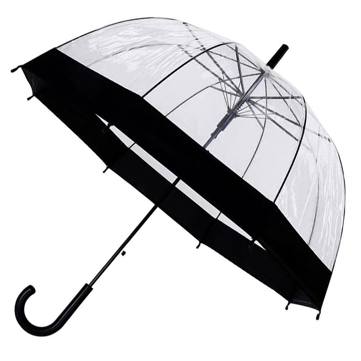 Clear Dome Umbrella Wedding Party Transparent Parasol Handle Waterproof Rain - Black V528-UMBRELLA-BLACK-546231