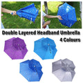 2-Layer Outdoor Foldable Sun Umbrella Hat Fishing Camping Headwear Cap Head Hat - Blue V528-UMBRELLA-HAT-BLUE-387237