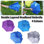 2-Layer Outdoor Foldable Sun Umbrella Hat Fishing Camping Headwear Cap Head Hat - Blue V528-UMBRELLA-HAT-BLUE-387237