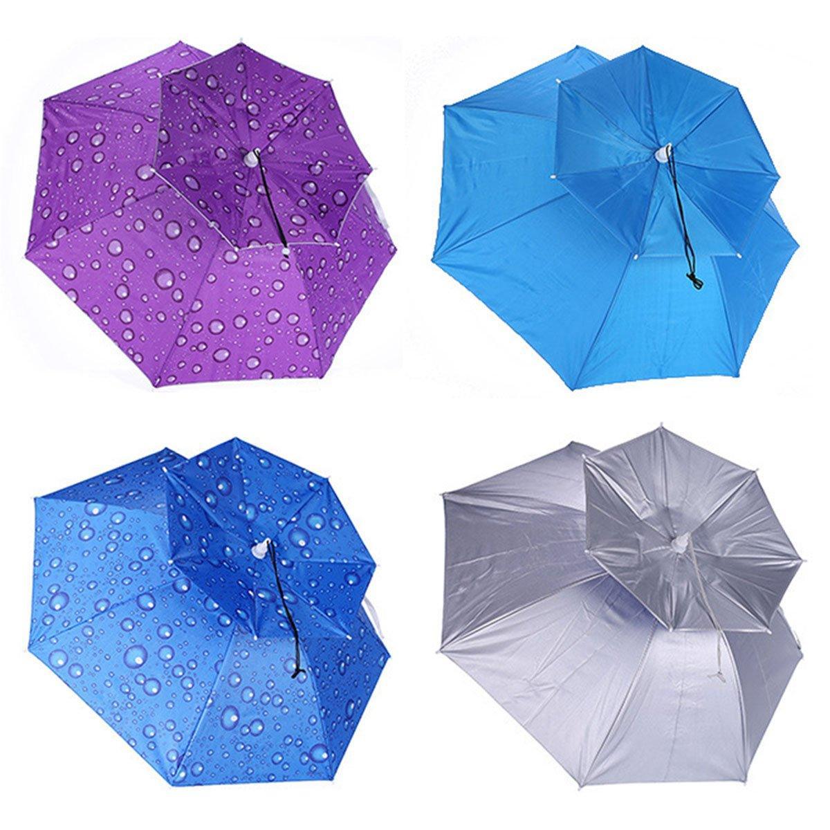 2-Layer Outdoor Foldable Sun Umbrella Hat Fishing Camping Headwear Cap Head Hat - Blue V528-UMBRELLA-HAT-BLUE-387237