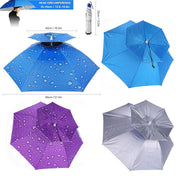 2-Layer Outdoor Foldable Sun Umbrella Hat Fishing Camping Headwear Cap Head Hat - Blue V528-UMBRELLA-HAT-BLUE-387237