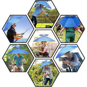 2-Layer Outdoor Foldable Sun Umbrella Hat Fishing Camping Headwear Cap Head Hat - Blue V528-UMBRELLA-HAT-BLUE-387237