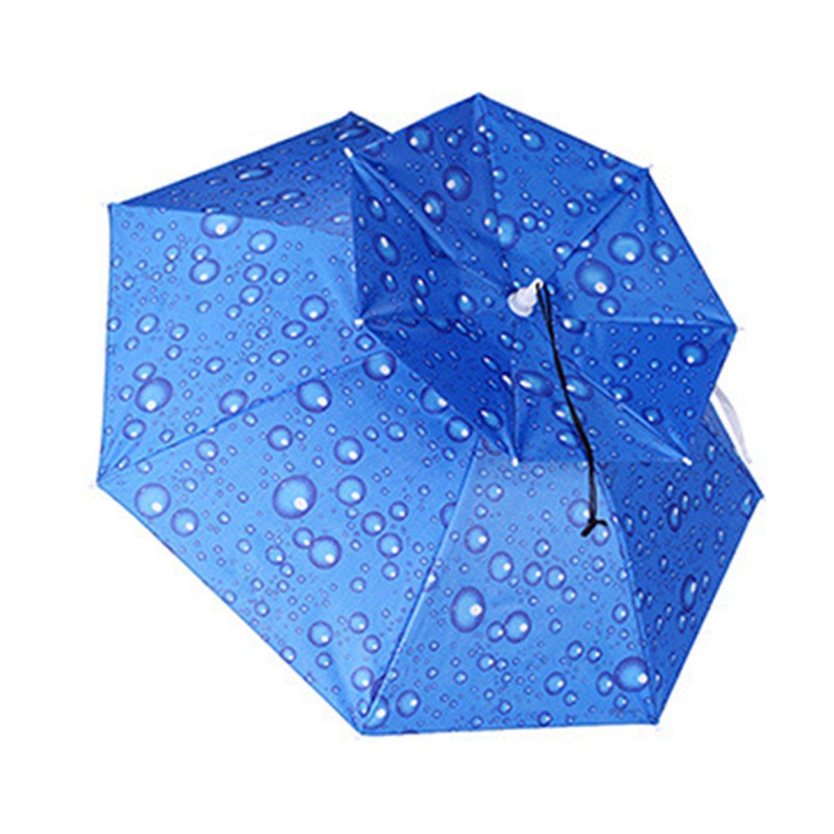 2-Layer Outdoor Foldable Sun Umbrella Hat Fishing Camping Headwear Cap Head Hat - Blue V528-UMBRELLA-HAT-BLUE-387237