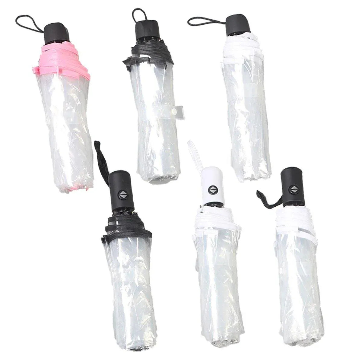 Transparent Folding Umbrella Compact Tri Fold Design Clear Rain Protection Cover - Manually operated-Black V528-UMBRELLA-SD-BLACK-336358