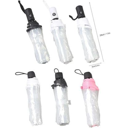 Transparent Folding Umbrella Compact Tri Fold Design Clear Rain Protection Cover - Manually operated-Black V528-UMBRELLA-SD-BLACK-336358