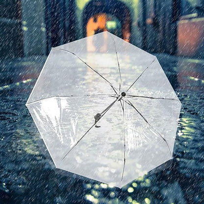 Transparent Folding Umbrella Compact Tri Fold Design Clear Rain Protection Cover - Manually operated-Pink V528-UMBRELLA-SD-PINK-227291