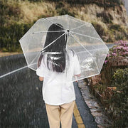 Transparent Folding Umbrella Compact Tri Fold Design Clear Rain Protection Cover - Manually operated-Pink V528-UMBRELLA-SD-PINK-227291