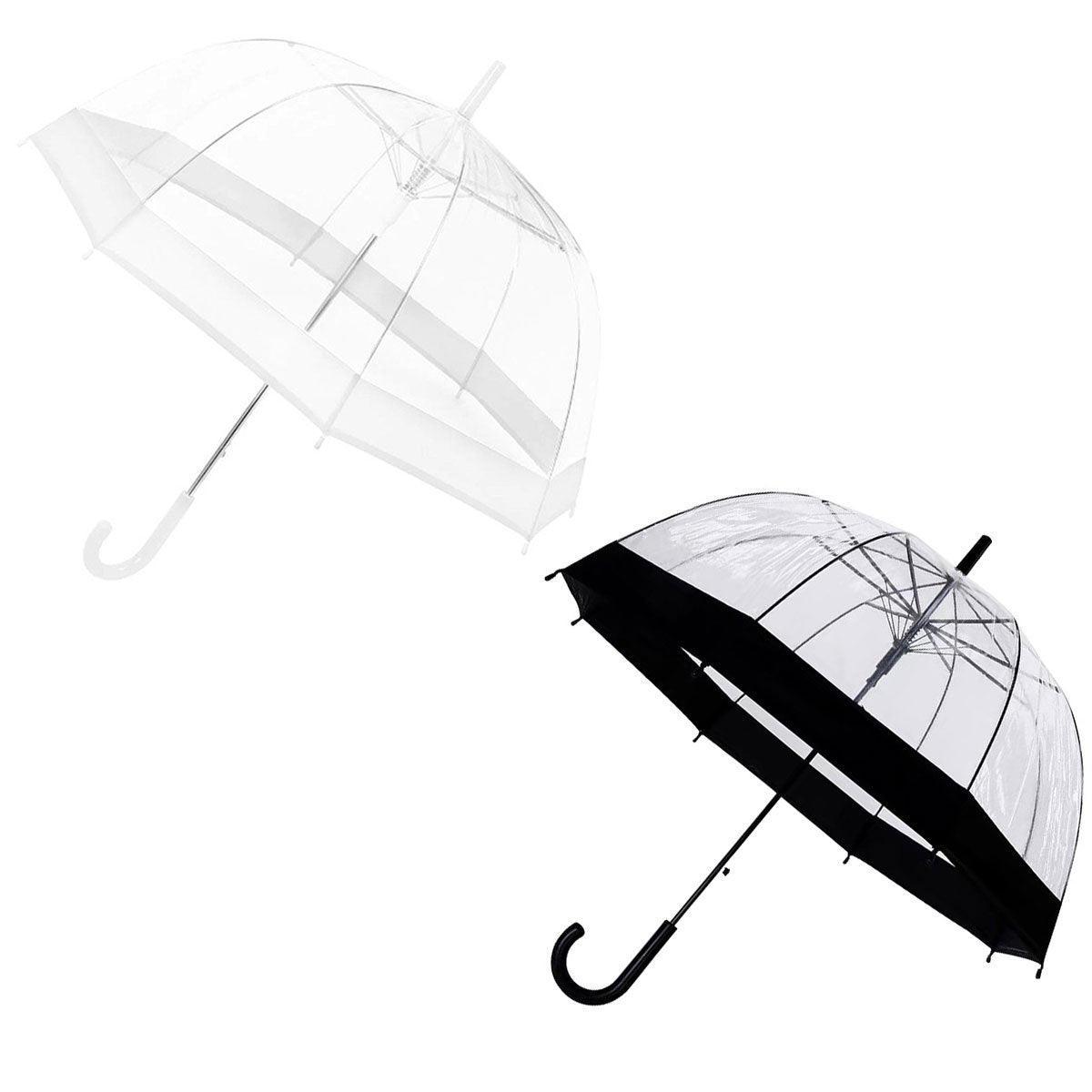Clear Dome Umbrella Wedding Party Transparent Parasol Handle Waterproof Rain - White V528-UMBRELLA-WHITE-209346