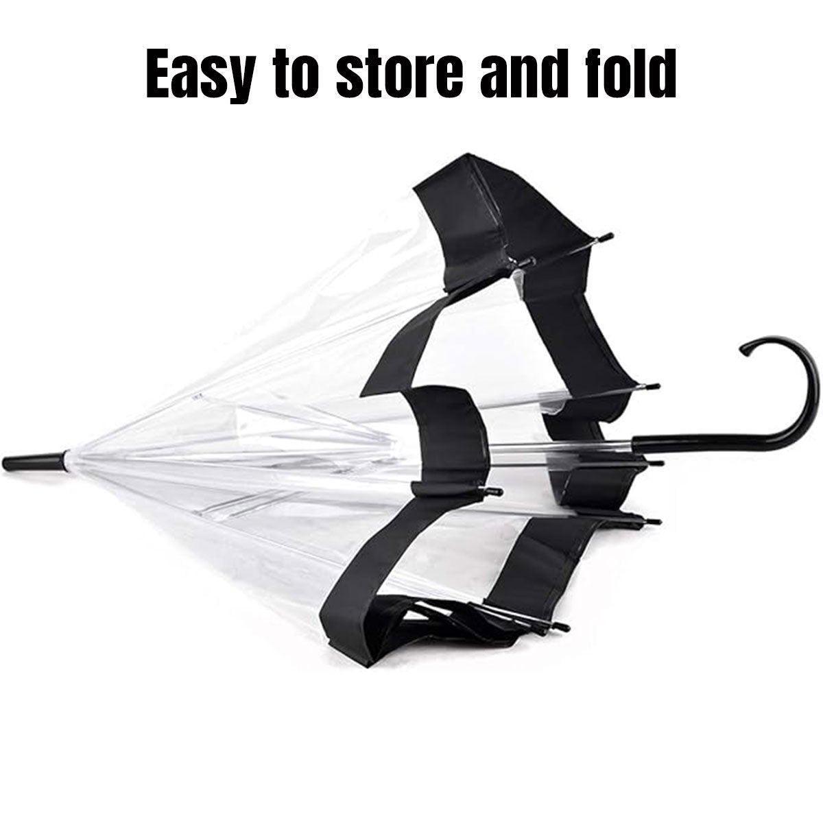 Clear Dome Umbrella Wedding Party Transparent Parasol Handle Waterproof Rain - White V528-UMBRELLA-WHITE-209346