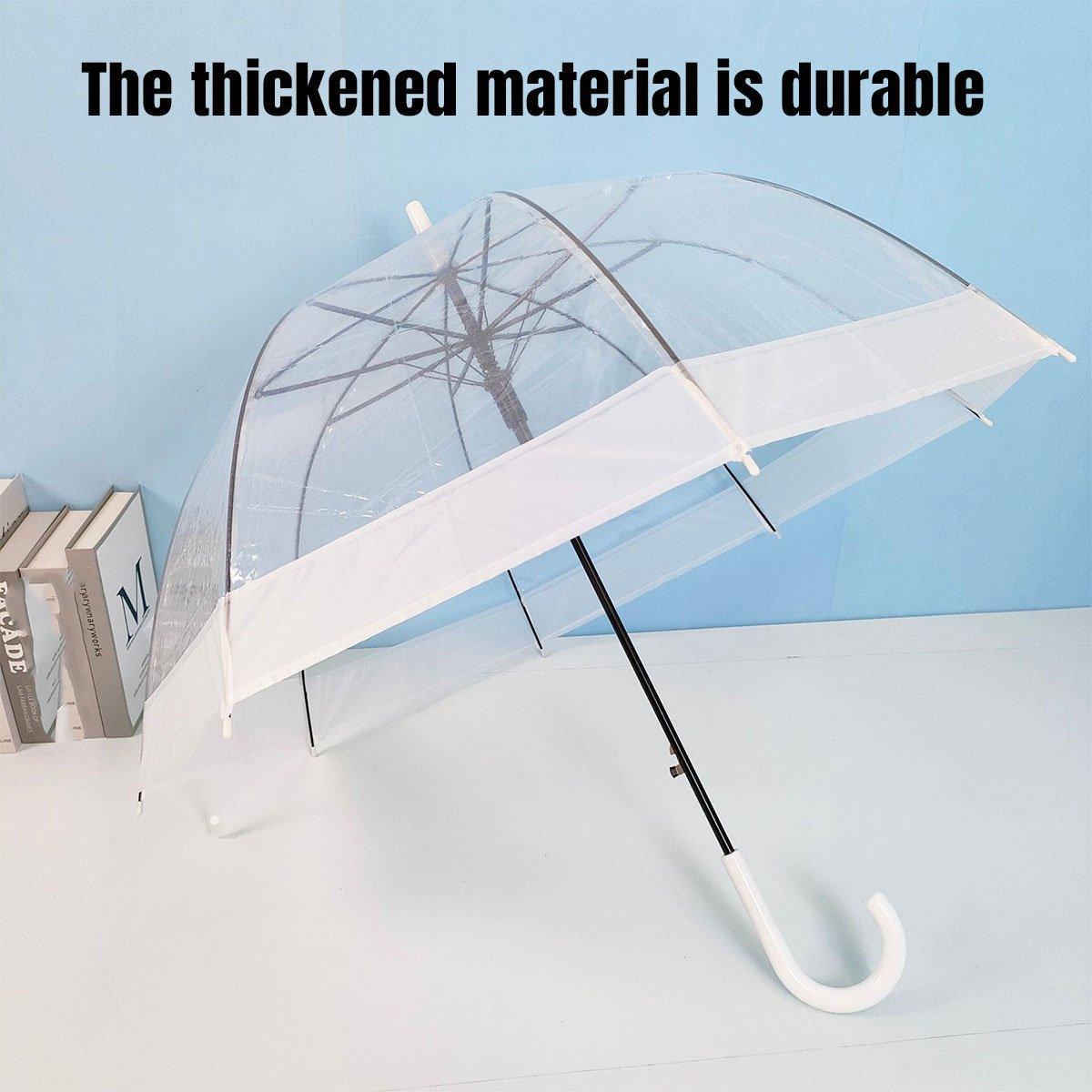 Clear Dome Umbrella Wedding Party Transparent Parasol Handle Waterproof Rain - White V528-UMBRELLA-WHITE-209346