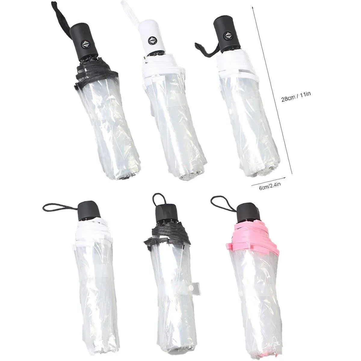 Transparent Folding Umbrella Compact Tri Fold Design Clear Rain Protection Cover - Automation-Black V528-UMBRELLA-ZD-BLACK-725491
