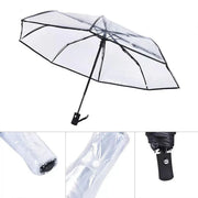 Transparent Folding Umbrella Compact Tri Fold Design Clear Rain Protection Cover - Automation-Black V528-UMBRELLA-ZD-BLACK-725491