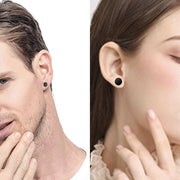 Pair Black Flat Round Barbell Plug Stud Earrings Stainless Steel Mens Gym 4-12Mm - 8mm V528-UNITS1PAIR8MSIZE-8MM25156