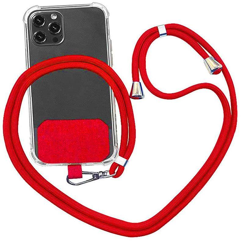 Adjustable Phone Lanyard with Patch for Most Cases Neck Strap Holder - Wine Red V528-UNIVERSALCARD-ROSERED-608016