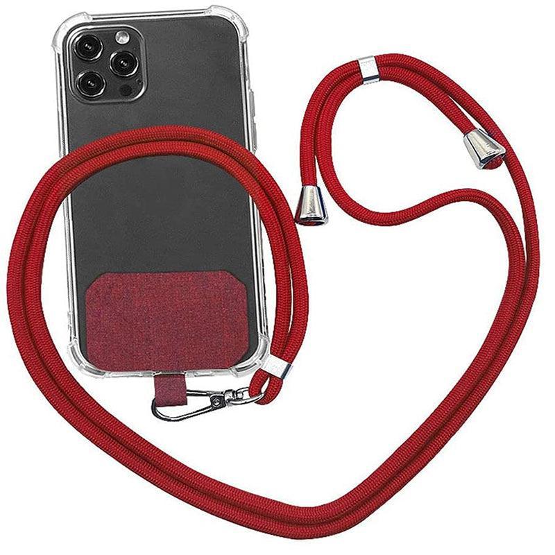 Adjustable Phone Lanyard with Patch for Most Cases Neck Strap Holder - Wine Red V528-UNIVERSALCARD-ROSERED-608016