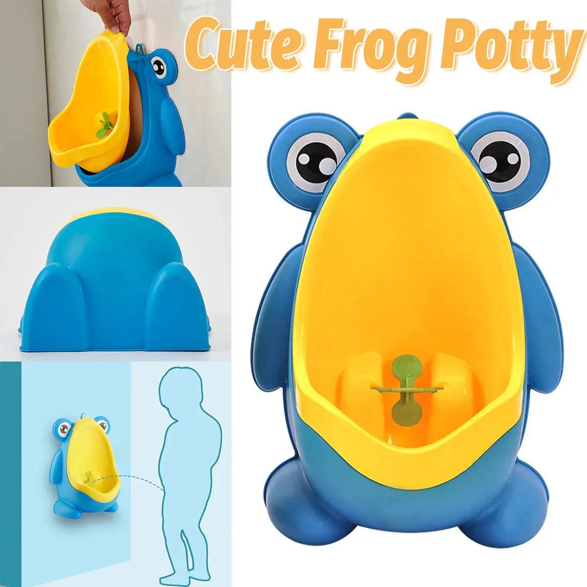 Wall Mounted Frog Urinal for Young Users Toilet Training Standing Potty Solution V528-URINAL-BLUE-982145