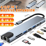 8/6/4-In-1 Usb-C Hub Adapter Type-C Hub Hdmi For Macbook Pro/Air Ipad Pro Laptop - 4-IN-1 V528-USB-CHUB-4IN1-601105