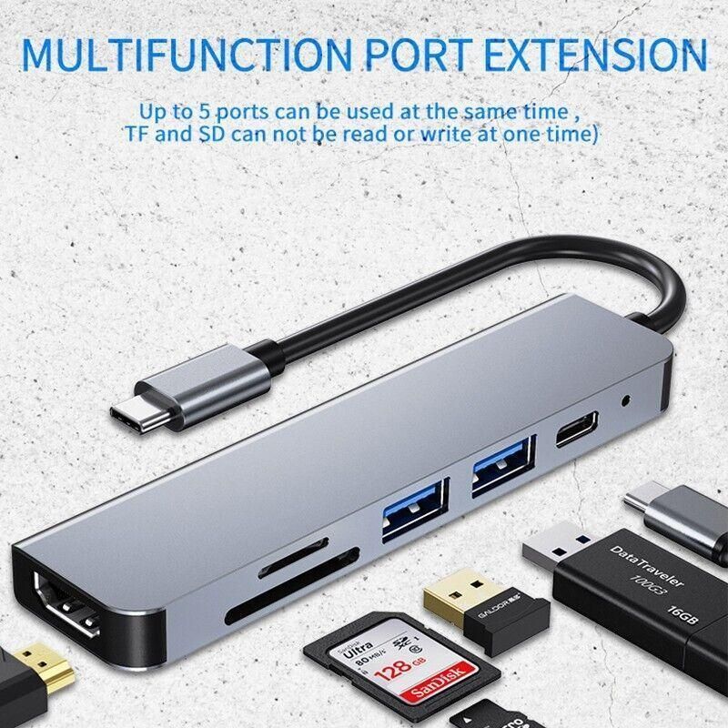 8/6/4-In-1 Usb-C Hub Adapter Type-C Hub Hdmi For Macbook Pro/Air Ipad Pro Laptop - 6-IN-1 V528-USB-CHUB-6IN1-660466