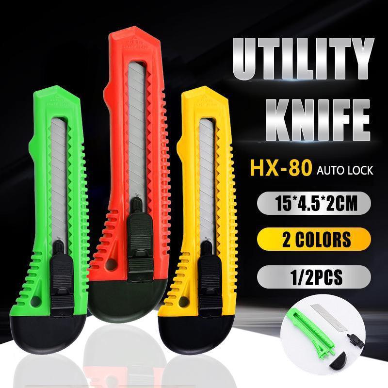 1/2/3PCS Utility Stanley Knife With Blades Blade Retractable Heavy Duty Box Cutter - 3Colour V528-UTILITYKNIFE-3COLOUR-106514
