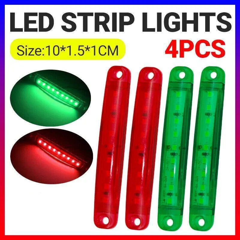 4PCS Marine LED Navigation Strip Lights Red and Green Waterproof 12-24V Compatible V528-UTILITYLED-4PCS-868614