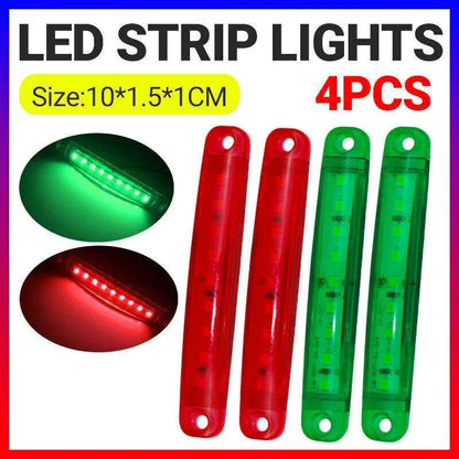 4PCS Marine LED Navigation Strip Lights Red and Green Waterproof 12-24V Compatible V528-UTILITYLED-4PCS-868614