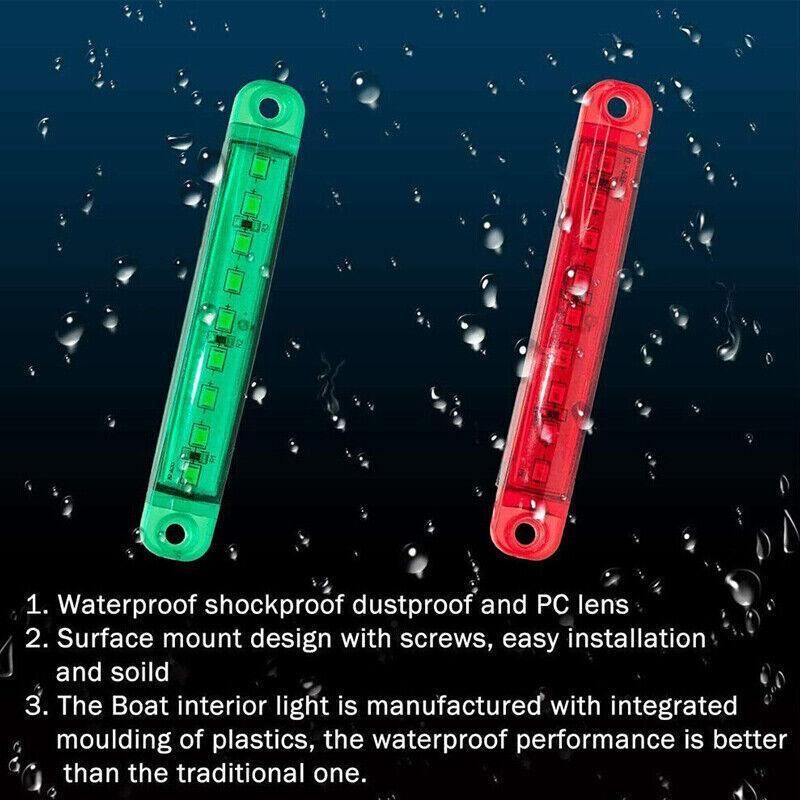 4PCS Marine LED Navigation Strip Lights Red and Green Waterproof 12-24V Compatible V528-UTILITYLED-4PCS-868614