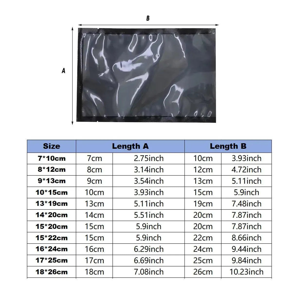 100pcs Transparent Vacuum Bags Air Compression Sealed Food Packaging - 10*15cm V528-VACUUM-BAG-100PCS-10-15-821550