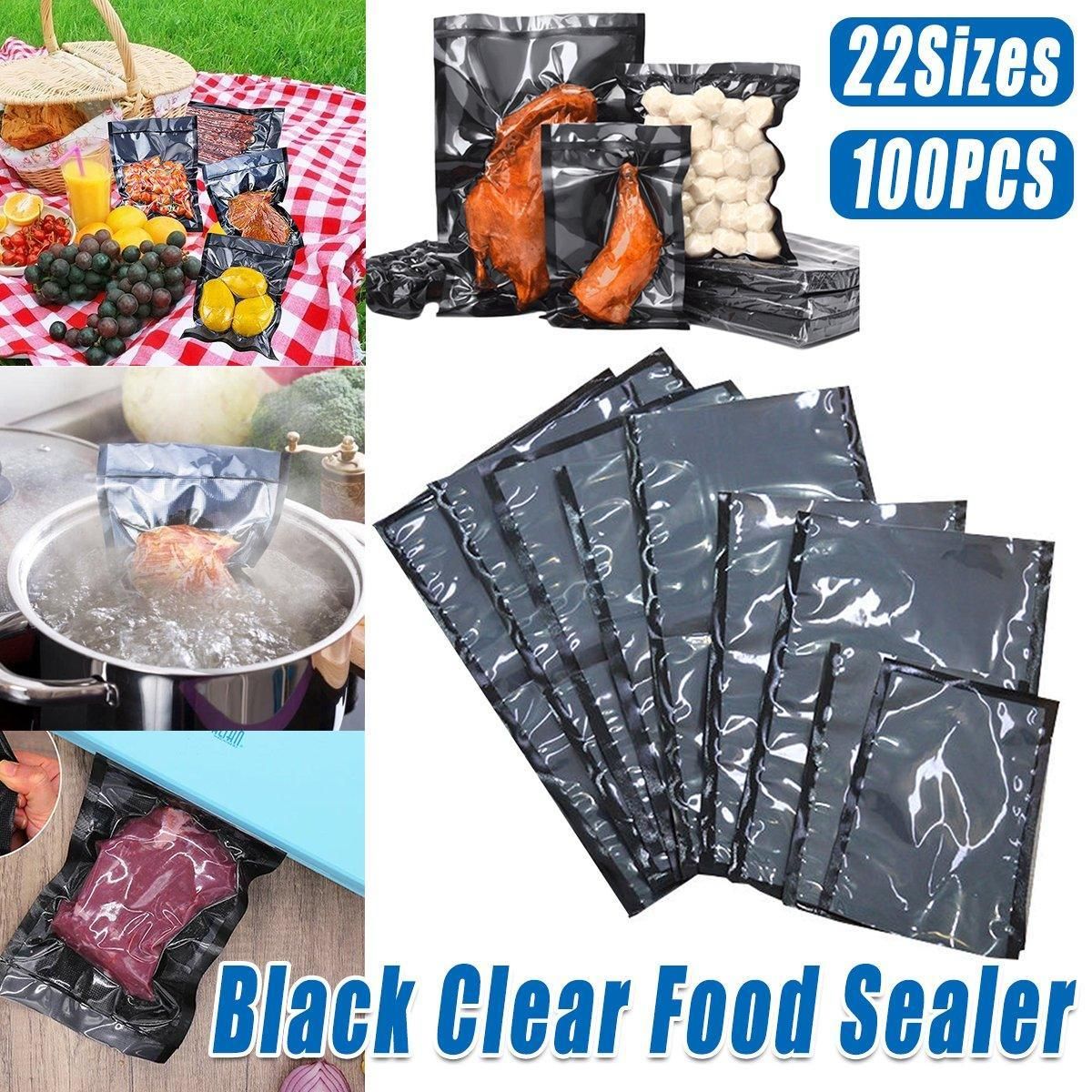 100pcs Transparent Vacuum Bags Air Compression Sealed Food Packaging - 9*13cm V528-VACUUM-BAG-100PCS-9-13-351296