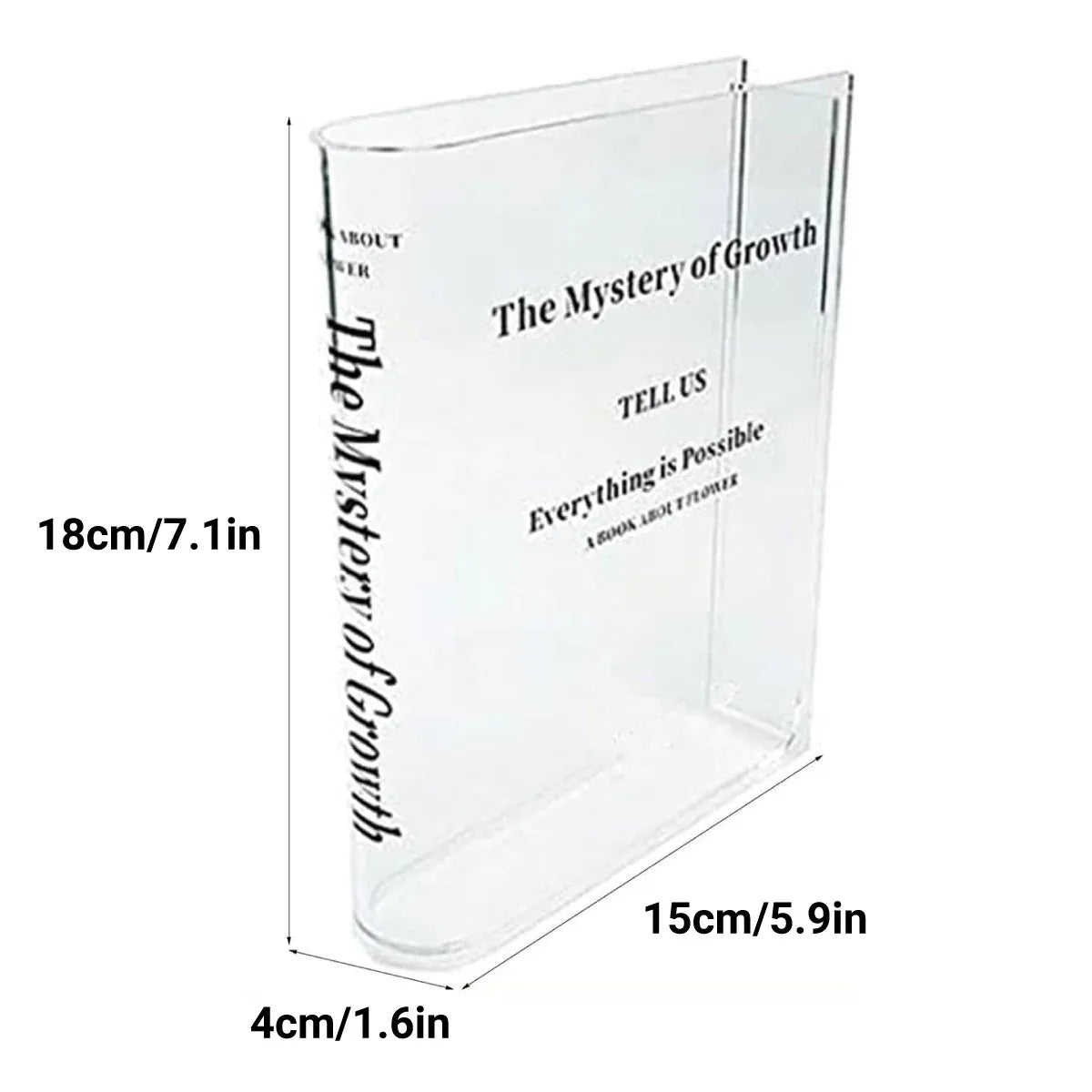 Transparent Book Vase Flower Holder Acrylic Decorative Table Display Stand V528-VASE-15-4-18CM-192730