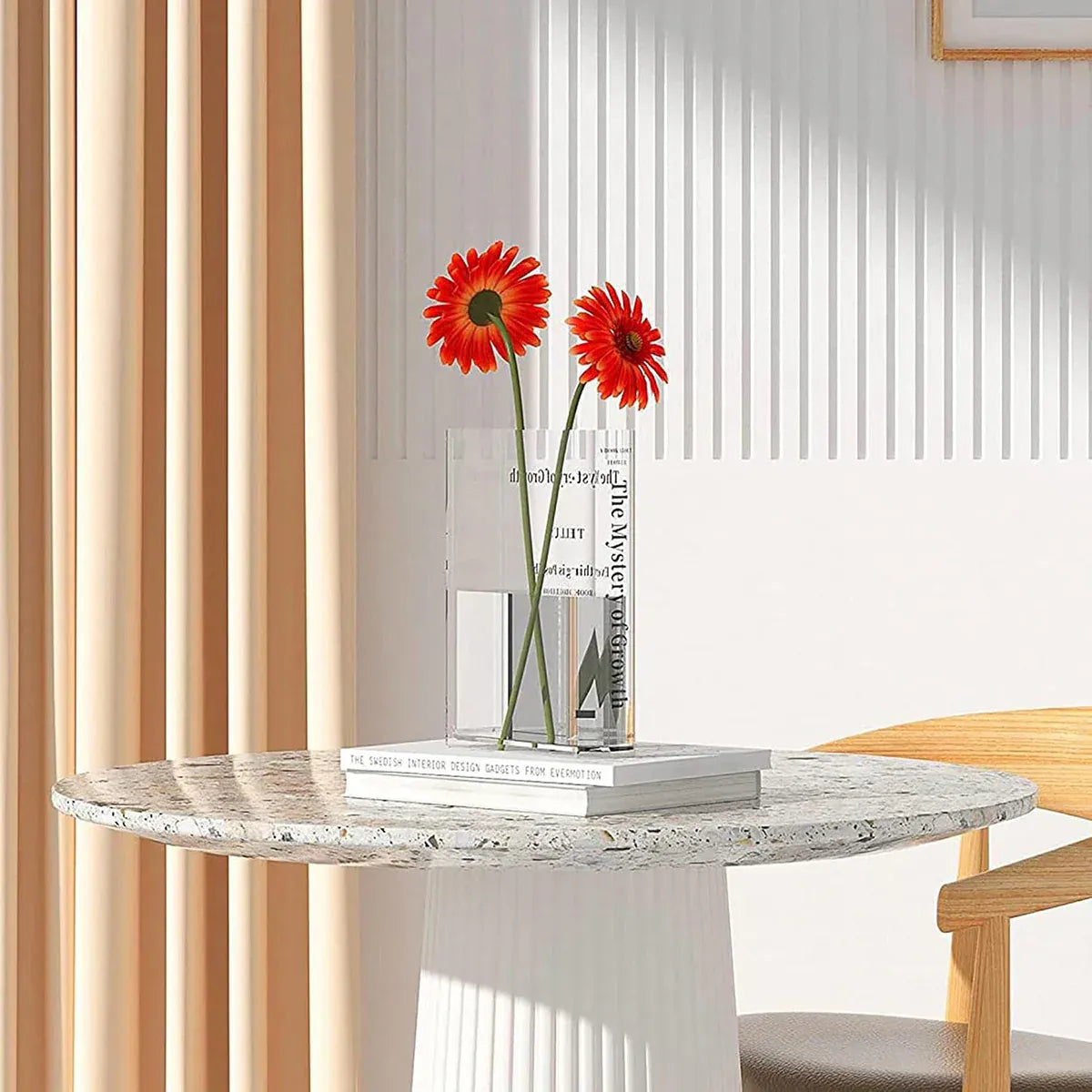Transparent Book Vase Flower Holder Acrylic Decorative Table Display Stand V528-VASE-15-4-18CM-192730