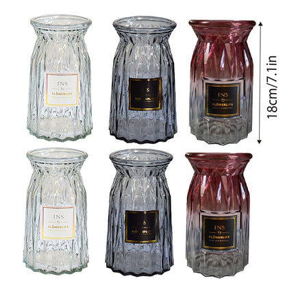 2 Pcs Glass Vase Hydroponic Flower Arrangement Vase for Living Room Decoration - Transparent V528-VASE-TRANSPARENT-2PCS-520055