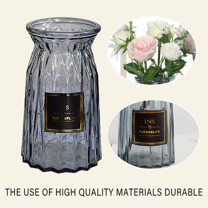 2 Pcs Glass Vase Hydroponic Flower Arrangement Vase for Living Room Decoration - Transparent V528-VASE-TRANSPARENT-2PCS-520055