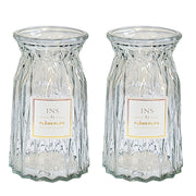 2 Pcs Glass Vase Hydroponic Flower Arrangement Vase for Living Room Decoration - Transparent V528-VASE-TRANSPARENT-2PCS-520055