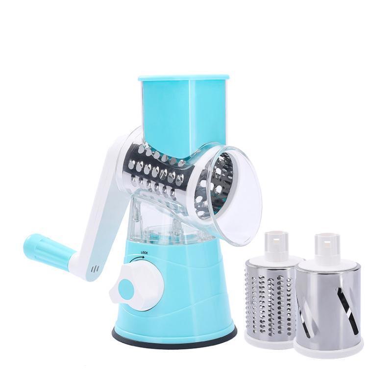 Kitchen Vegetable Fruit Slicer Cutter Shredder Food Manual Rotary Grater Chopper - Blue V528-VEGETABLEGRATER-BLUE-810277