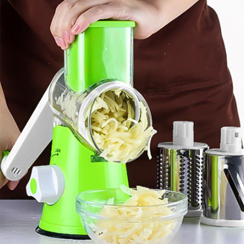 Kitchen Vegetable Fruit Slicer Cutter Shredder Food Manual Rotary Grater Chopper - Blue V528-VEGETABLEGRATER-BLUE-810277