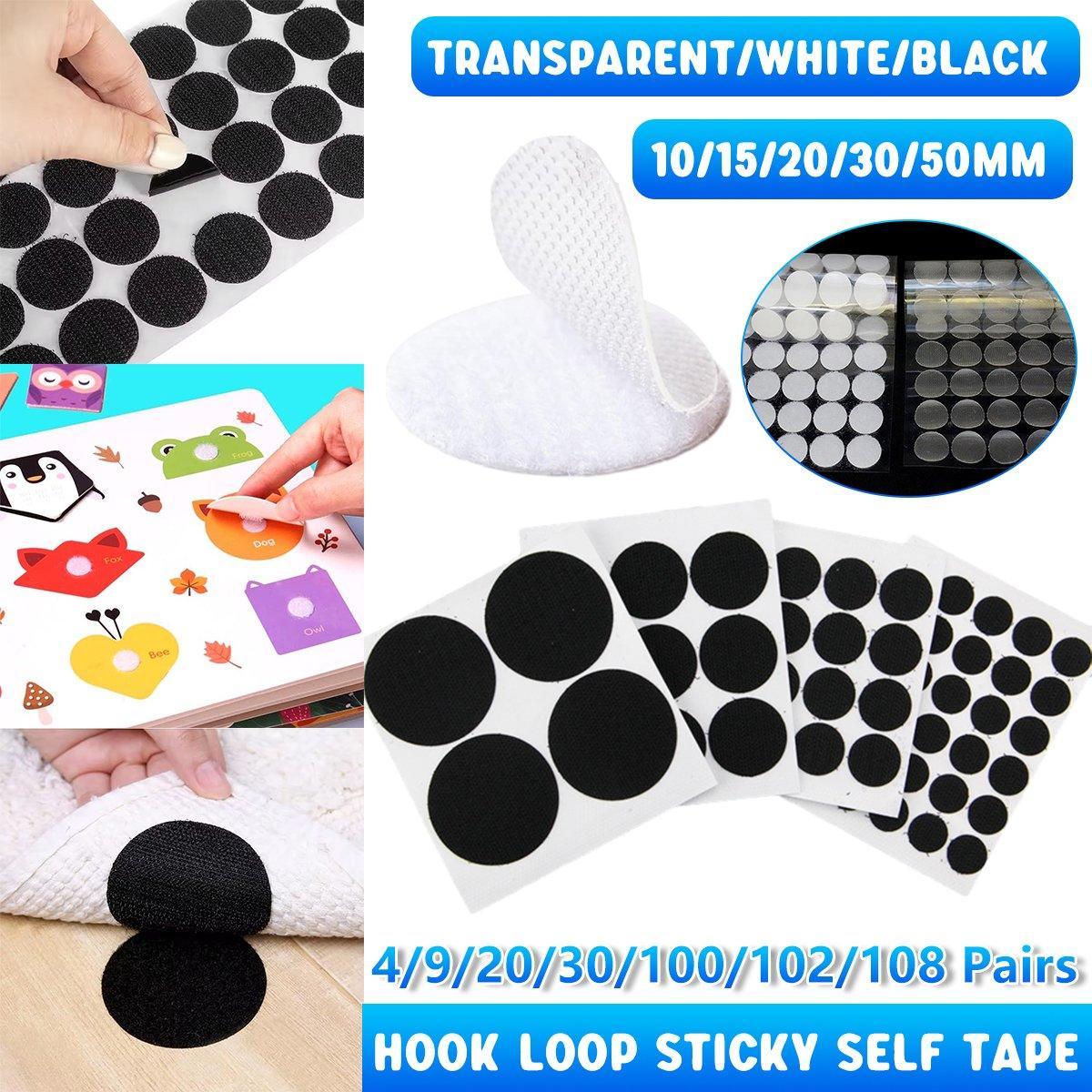 Strong Sticky Round Self Adhesive Dots DIY Bond Tape No Mark Fasteners - Black 20Pairs - 20mm V528-VELCRO-BLACK-20PAIRS-20MM-682529