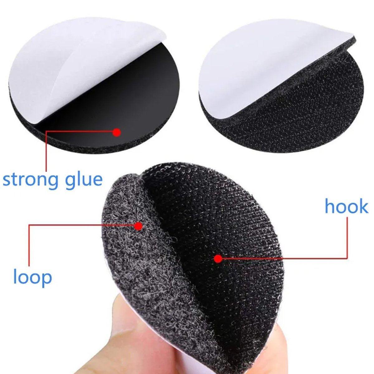 Strong Sticky Round Self Adhesive Dots DIY Bond Tape No Mark Fasteners - Black 20Pairs - 20mm V528-VELCRO-BLACK-20PAIRS-20MM-682529