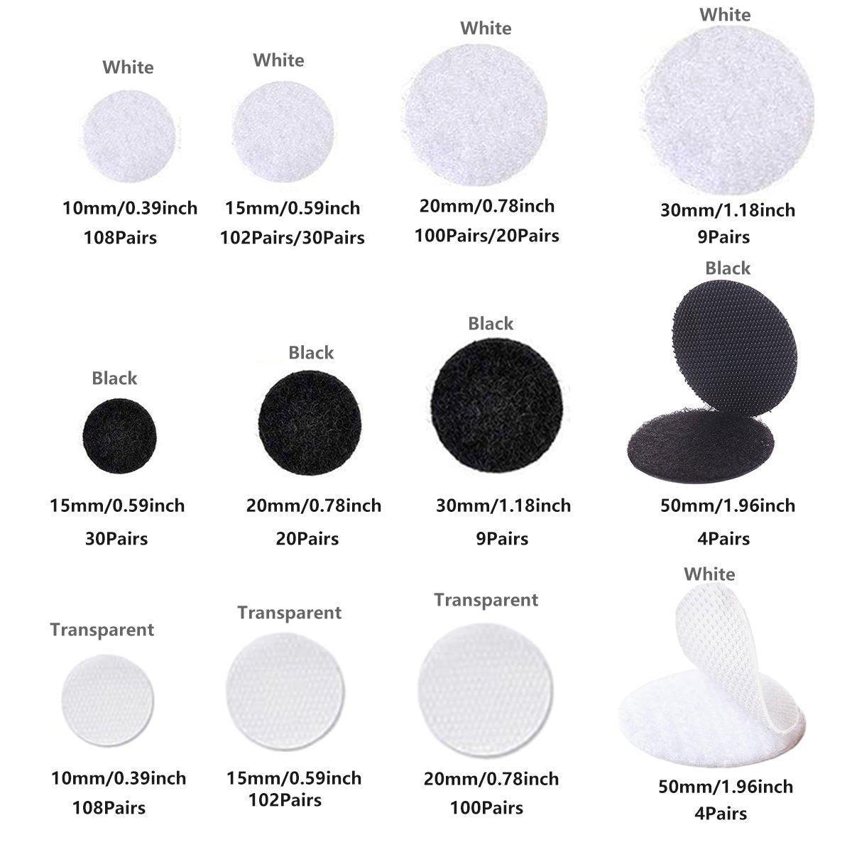 Strong Sticky Round Self Adhesive Dots DIY Bond Tape No Mark Fasteners - Black 4 Pairs - 50mm V528-VELCRO-BLACK-4PAIRS-50MM-684526