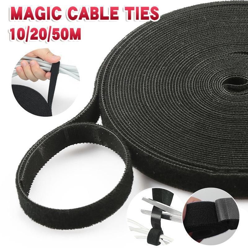 10/20/50M Hook&Loop Heavy Duty Strap Reusable Cable Ties Grip TV Tidy Organizer - 10M-20mm V528-VELCRO-CABLE-TIE-20-10M-610276