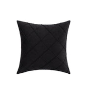 Velvet Cushion Cover Pleated Checked Plaid Plush Decorative Lounge Cushion Cover - Black V528-VELVETCUSHIONCOVER-BLACK-260653